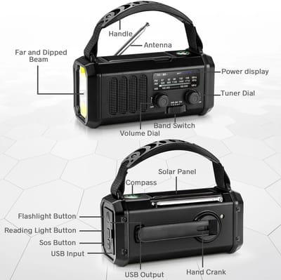 Noodradio 2025 10000Mah Am/Fm/Noaa Weerradio Met 2 Zonnepanelen Zonne-Energie Handslinger Draagbare Nood Radio Leeslamp Voor Buiten Kamperen