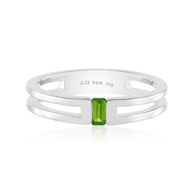 Cavill - Zilveren Ring 925 Sterling met 0,14 ct Russische Diopsied - Achthoek Trapgeslepen Groene Edelsteen - Unisex Minimalistisch Design