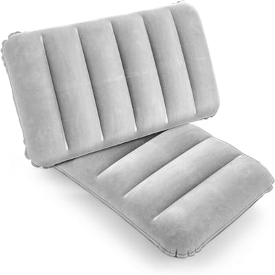 SnelShoppen - Inflatable Camping Cushion Pack van 2 - Opblaasbare Strandkussen, Reis Kussen, Portable Flocking, Luchtkussen, Zitkussen voor Buiten, Gr