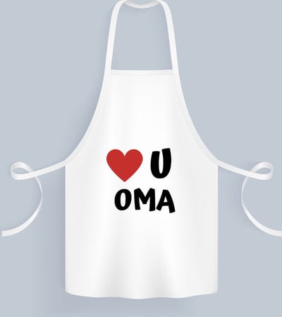 Akyol - love u oma Keukenschort - Oma - de liefste oma - verjaardag - cadeautje voor oma - oma artikelen - kado - geschenk - 82 bij 71 cm