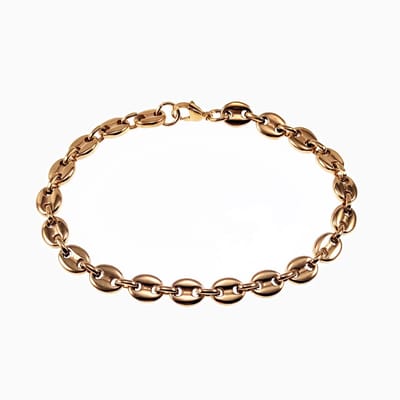22,5cm x 7mm Koffieboon Armband Unisex - Stalen Goud Kleur - Schakelarmband