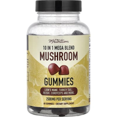 SMNutrition, 10-in-1 Gemengde Paddenstoelen Gummies, Frambozensmaak, 60 Gummies