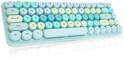 Allecto - Draadloze Toetsenbord-muisset - Gamingtoetsenbord - Schattig ontwerp - Blauwe gemengde kleur - Verstelbare muis - Geschikt voor meisjes -...