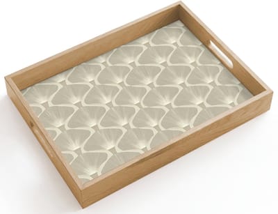 Dienblad hout 40x30 cm - Schootdienblad - Paneel - Ginkgo - Zand - Borrelplank rechthoek - Plateau dienbladen