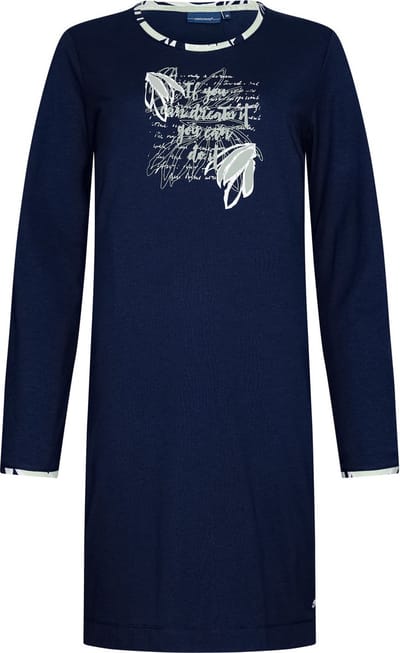 Dames Nachthemd Pastunette Flow - Katoen - Blauw - Maat 42