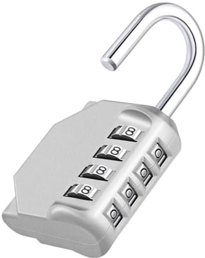 Hangslot met Cijfercode 79 mm – Viercijferig Combinatieslot – Groot Cijferslot voor Koffer, Kluisje, Rugzak en Reizen – Zilvergrijs