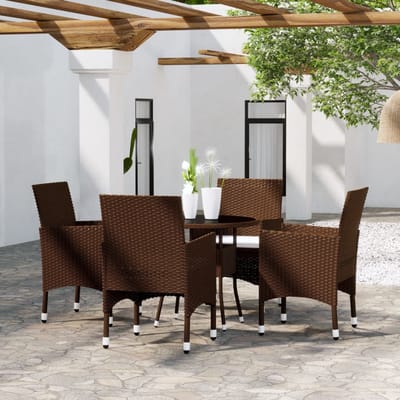vidaXL - 5-delige - Tuinset - poly - rattan - bruin