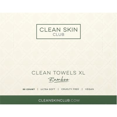 Clean Skin Club, Schone Handdoek XL, wegwerp, bamboe, 50 vellen white