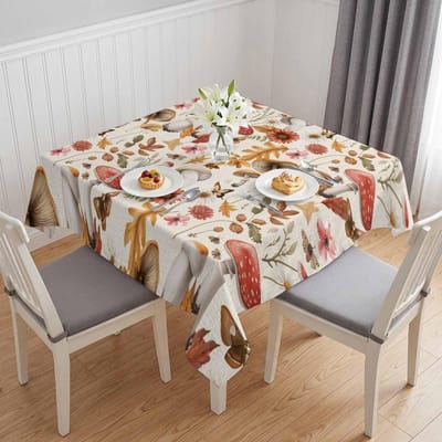Herfst paddenstoel bloem bladeren rechthoekige tafelkleed voor tafeldecoratie Herbruikbaar Keuken Eetkamer tafelkleed Feest Herfst decor 90x140cm