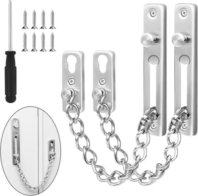 Stainless Steel Deurslot Ketting met Haak en Schroevendraaier voor Voor- en Achterdeur, Veiligheid voor Thuis en Hotel, Geschikt voor Interieurdeuren en Ramen