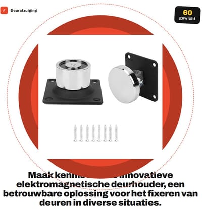 Dailygoods - Deurafzuiging - Elektromagnetische deurhouder - Duurzaam en eenvoudig te installeren - Gietstaal - Geschikt voor houten en ijzeren deuren...