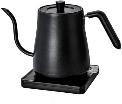 Elektrische waterkoker, koffie- en theepot 800 ml 1200 W, roestvrij staal, zwart