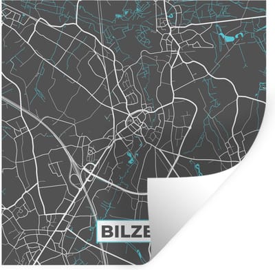 Muurstickers - Sticker Folie - Kaart – Plattegrond – Stadskaart – Bilzen – België - Grijs - 100x100 cm - Plakfolie - Muurstickers Kinderkamer - Zelfklevend Behang XXL - Zelfklevend behangpapier - Stickerfolie