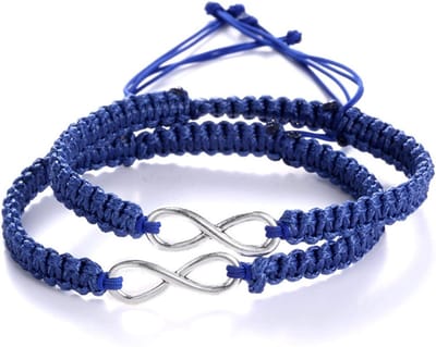 Bixorp Friends Vriendschapsarmbandjes voor 2 met Oneindigheidsteken - Zilverkleurig & Blauw - Verstelbaar - BFF Cadeau