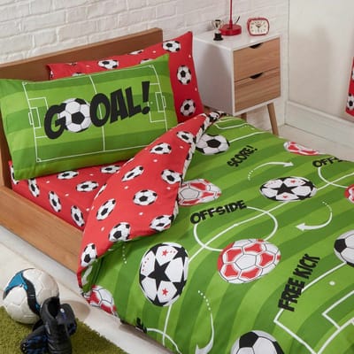 Dekbedovertrek - Voetbal - Peuterbed - 150 x 120 cm. - Junior - Dekbed - Voetballen