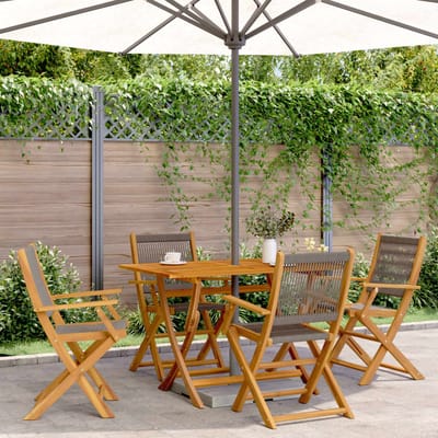 vidaXL - Opklapbare - stoelen, - 4 - stuks, - grijs, - massief - acaciahout