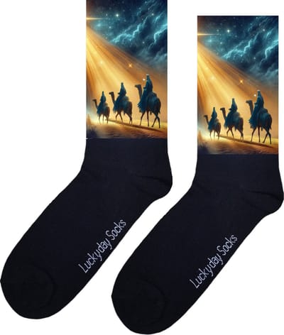 3 Wijzen - Opkikker - Grappige sokken - Valentijns cadeau - Verjaardag cadeau - Kerst cadeau - Grappige sokken - Leuke sokken - Vrolijke sokken - Geloof - Vaderdag - Moederdag - God - Socks die Happy maken - 37-44