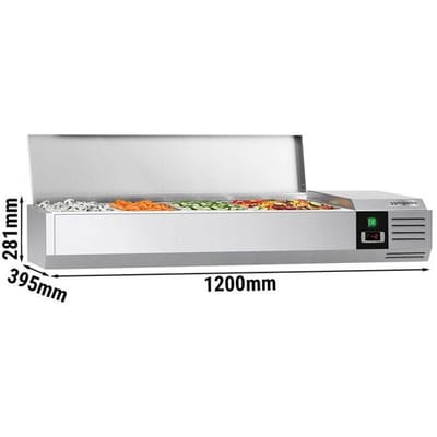 GGM Gastro Kühlaufsatzvitrine PREMIUM - 1200x395mm - 4x GN 1/3 Zilver