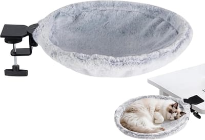 Daity Kattenhangmat - Kattenhangmat voor op de vensterbank - Antislip kattenhangmat met een draagvermogen van 20 kg - Ringdiameter van 40 cm - Grijs - Geschikt voor kantoren, slaapkamers, boekenkasten, binnenruimtes, woonkamers en balkons