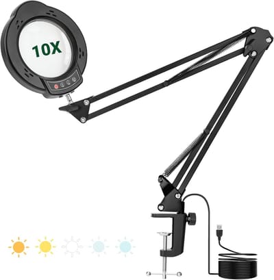Loeplamp met LED Verlichting - Tafellamp Slaapkamer - Bureaulamp Dimbaar - Leeslamp - Detailhulp