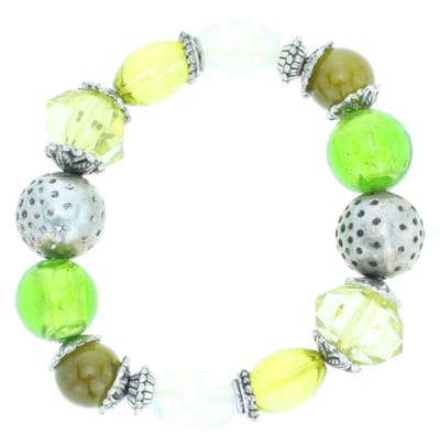 Behave - Kralenarmband groen elastisch zilverkleur detail - zomerse look
