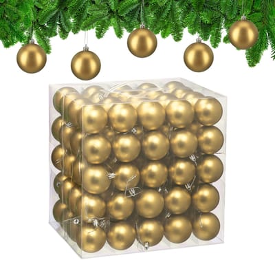 kerstballen set van 100 - Ø 6 cm - mat - kunststof - goud