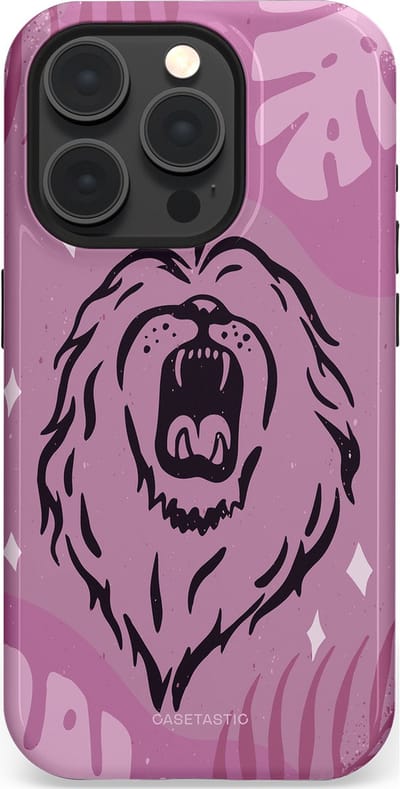 Casetastic hoesje geschikt voor Apple iPhone 15 Pro - MagSafe - Dubbellaagse bescherming - Trots en vurig - Fashion Case - Lila Lichtroze Donkergrijs
