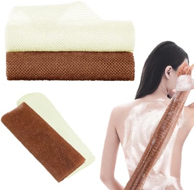 Dailygoody - Afrikaans lichaam exfoliërend net - Body scrub - 80x30 cm - Dode huid verwijderen - Douchenet - Geschikt voor mannen en vrouwen - Wit+bru