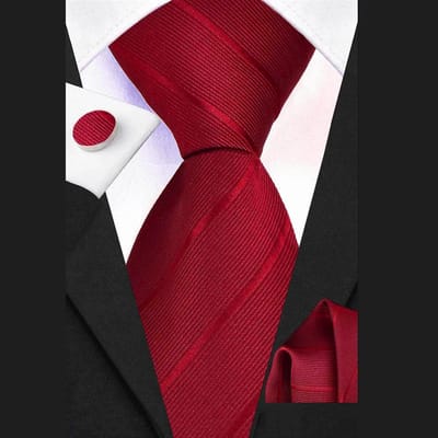 Stropdas Set – Stropdas – Pochet – Manchetknopen – Rood