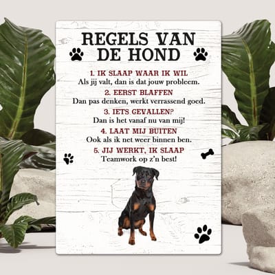 Spreuken - Rottweiler - Regels Van De Hond - Spreuken Bordjes - Spreukenbord - Tekstborden - Cadeau - Hondenras