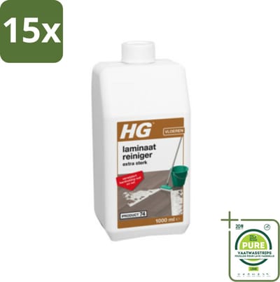 15 x HG Laminaatreiniger Extra Sterk 1 liter - Grootverpakking - Laminaatvloer Reiniger - Vloerreiniger - Hardnekkig Vuil - Vet Verwijderen - Laminaat Schoonmaken