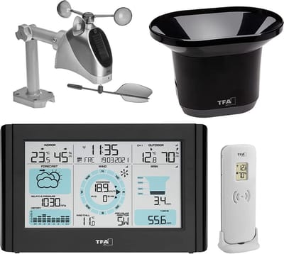 Draadloos Weerstation - Weercomputer Weermelder - Weer Voorspellen - Met Wind- en Regenmeter - 100m Bereik - Zwart