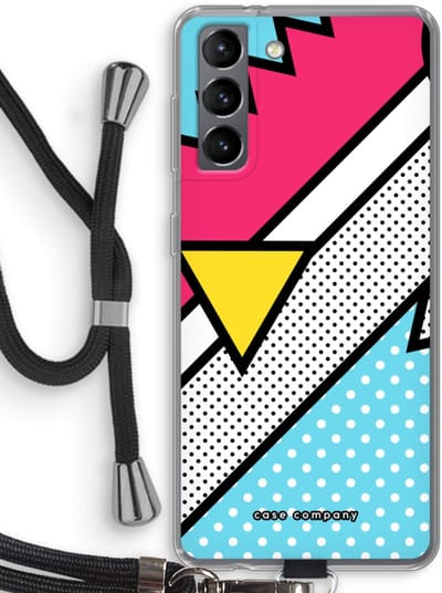 Hoesje met koord geschikt voor Samsung Galaxy S21 hoesje met Koord - Pop Art #3 - Telefoonhoesje met Zwart Koord - Bescherming aan alle Kanten en Over de Schermrand
