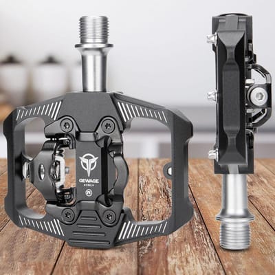 GEWAGE Pédales de Vélo SPD Pédales Automatiques VTT Alliage d'Aluminium Pédales de Vélo Double Plateforme pour VTT noir