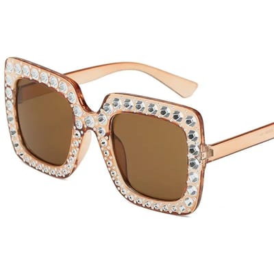Unisex Nieuwe Mode Diamant Gecoate Zonnebril Retro Vierkant Groot Montuur Zonnebril Op Maat Gemaakte Buiten UV400 Zonnebril as picture