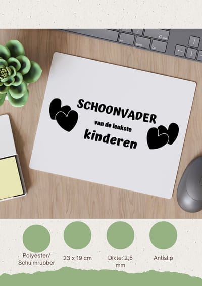 Akyol - schoonvader van de leukste kinderen Muismat - Vader - de leukste schoonvader - vader cadeautjes - vaderdag - verjaardag - geschenk - kado - 23 bij 19 cm