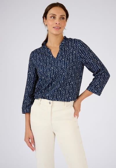 Damart - Gebreide top met print en reliëf - Dames - Blauw - S