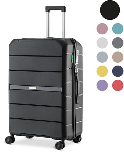 SKYCASES Urban Adventurer - Medium Reiskoffer - Cijferslot - 44x27x66cm - 78L - Trolley met Kofferslot - Spinner wielen - Zwart V2