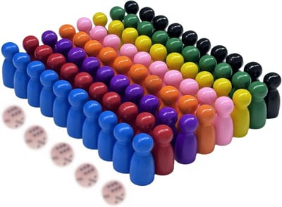 Houten halmakegels - speelset met dobbelstenen, poppen, meubels en decoratie
