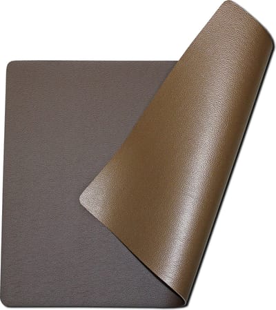 Lunar Placemats Set van 4 – Dubbelzijdig Mokka & Koper – 30x43 cm – Leerlook Kunstleer – Afwasbaar – Onderlegger & Tafeldecoratie