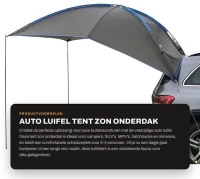 Dailygoods- Luifeltent 280x190 cm - Camping Tent - Achteruitbreiding - Winddicht - 3-4 Personen - Duurzaam 190T Polyester - Campingtent