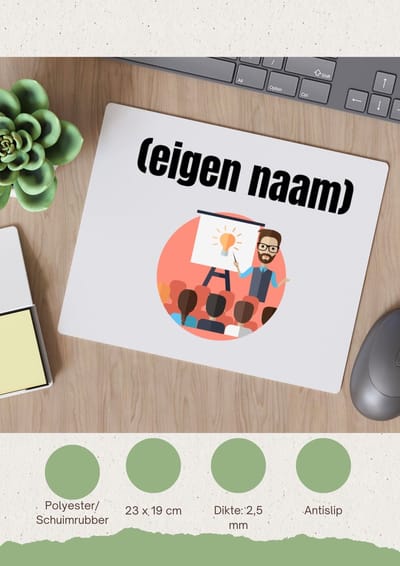 Akyol - docent met studenten met eigen naam Muismat - Docent - meesters of juffen - collega's - verjaardag - afscheidscadeau - geschenk - kado - 23 bij 19 cm