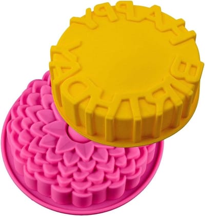 Verjaardagstaart Mallen in Bloemvorm - Silicone Bakvormen voor Taarten, Gebak en Taartdecoratie - Set van 2 Stuks voor Feestjes