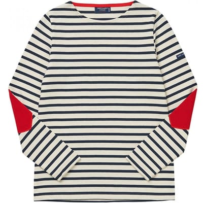 Saint JameS Bojan Streep Elleboog Hart Patch Dames T-shirt Lange Mouw 8649 8649 ECRU MARINE (38)