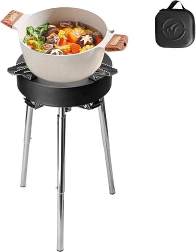Draagbare Campingkachel - Compacte Branders - Buiten Koken - Dubbel Voorverwarmingssysteem - 12kg Draagvermogen - Zwart