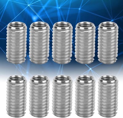 Dailygoods- Draad Inserts 10 Stuks - M6x1.0 Binnen/M8x1.25 Buiten - Roestvrij Staal - Schroefdraad Reparatie - Duurzaam Gereedschap - 15 mm Lengte - Schroefdraadreparatie