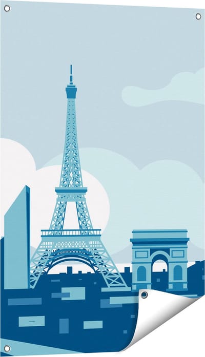 Gards Tuinposter Skyline van Parijs - Abstract - 60x90 cm - Tuindoek - Tuindecoratie - Wanddecoratie buiten - Tuinschilderij