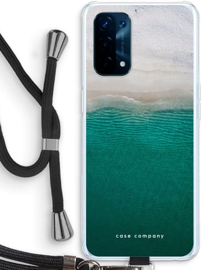 Case Company® - Hoesje met koord geschikt voor Oppo A74 5G hoesje met Koord - Stranded - Telefoonhoesje met Zwart Koord - Bescherming aan alle Kanten en Over de Schermrand