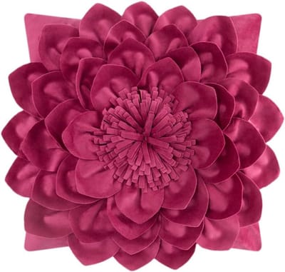 Decoratieve kussensloop - 3D bloemhoes - Huis decoreren - Handgemaakt ontwerp - 45 x 45 cm - Roze rood