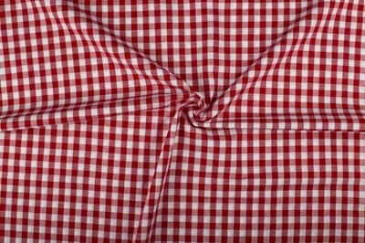 Boerenbont stof - 10mm geruite stof - Rood -10 meter - Katoen stof